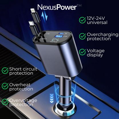 NexusPower™ - Cargador retráctil superrápido 4 en 1