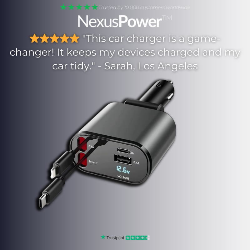 NexusPower™ - Cargador retráctil superrápido 4 en 1