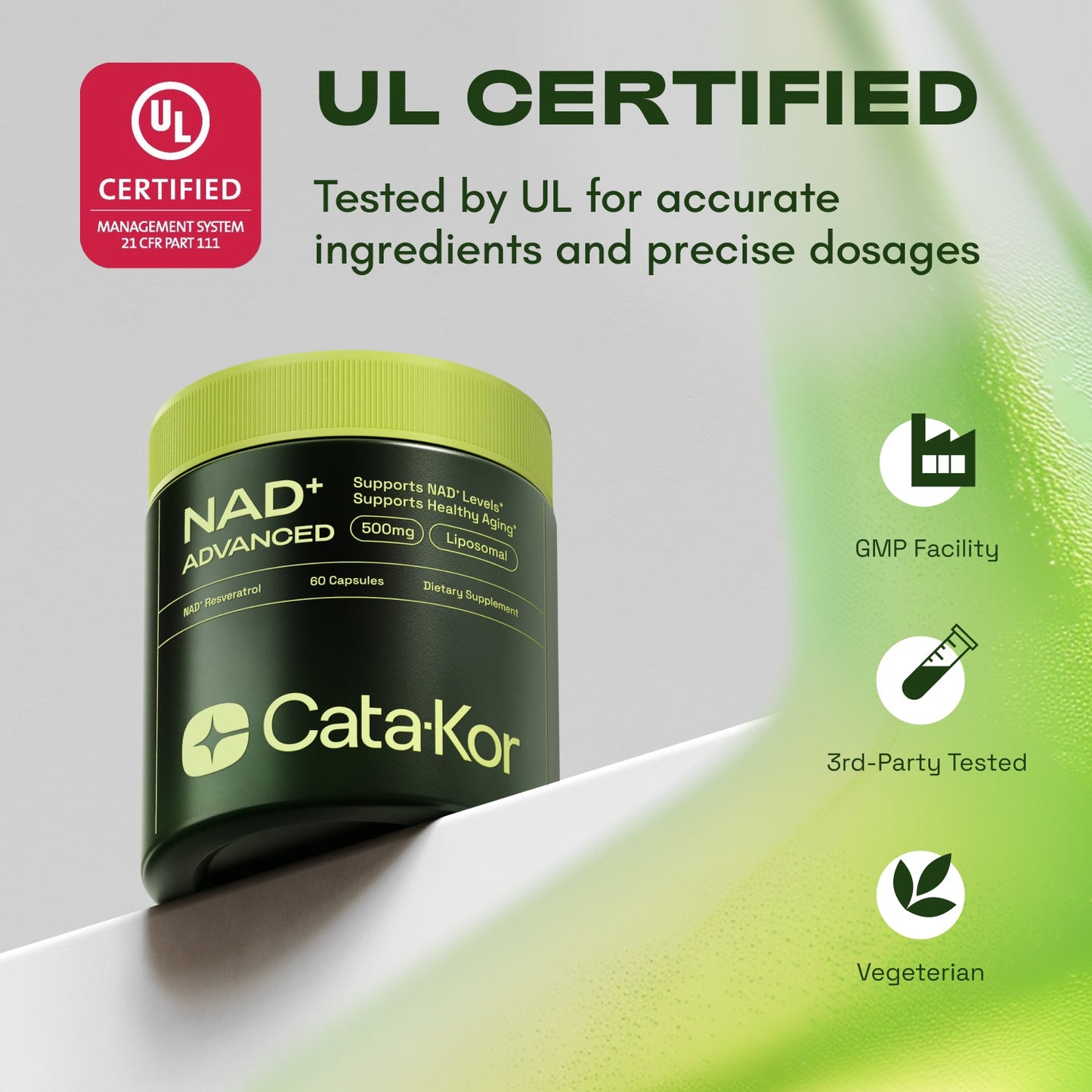 High Purity NAD Supplement for Anti-Aging, Energy Supplements, Focus - 60 Capsules